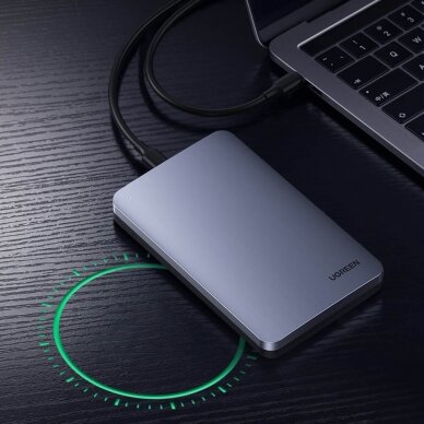 Išorinis Kietasis Diskas Ugreen 2,5" Korpusas SATA 3.0 6Gbps Pilkas + USB - USB Type C Kabelis 0,5m (CM300) 10