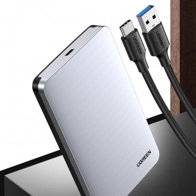 Išorinis Kietasis Diskas Ugreen 2,5" Korpusas SATA 3.0 6Gbps Pilkas + USB - USB Type C Kabelis 0,5m (CM300) 2
