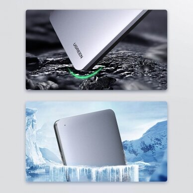 Išorinis Kietasis Diskas Ugreen 2,5" Korpusas SATA 3.0 6Gbps Pilkas + USB - USB Type C Kabelis 0,5m (CM300) 3