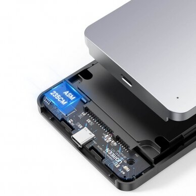 Išorinis Kietasis Diskas Ugreen 2,5" Korpusas SATA 3.0 6Gbps Pilkas + USB - USB Type C Kabelis 0,5m (CM300) 7