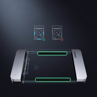 Išorinis Kietasis Diskas Ugreen 2,5" Korpusas SATA 3.0 6Gbps Pilkas + USB - USB Type C Kabelis 0,5m (CM300) 8