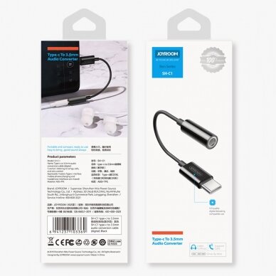 Joyroom 3,5 mm Ausinių Lizdo Į USB Type C Adapteris Juodas (SH-C1) UGLX912 3