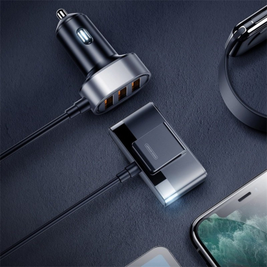 Joyroom Išmanus Automobilinis Įkroviklis 5x USB 6,2 A su prailginimu Juodas (JR-CL03) 12