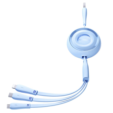 Joyroom S-A40 Colorful Series 3in1 retractable Kabelis USB-A to USB-C / Lightning / microUSB 1m - blue