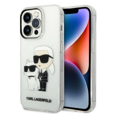 Karl Lagerfeld Glitter Karl&Choupette Dėklas skirtas iPhone 14 Pro Max 6.7&quot; - Permatomas
