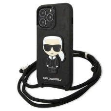 Karl Lagerfeld Odinis Monogram Patch and Cord Iconik Dėklas skirtas iPhone 13 Pro / 13 - Juodas