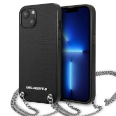 Karl Lagerfeld Odinis Textured and Chain Dėklas skirtas iPhone 13 / 14 / 15 6.1&quot; - Juodas