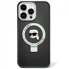 Karl Lagerfeld Ring Stand Karl Head MagSafe dėklas skirtas iPhone 15 Plus / 14 Plus - Juodas
