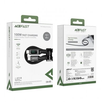 Kabelis Acefast USB Type C - USB Type C 2m, Juodas (C6-03) 4