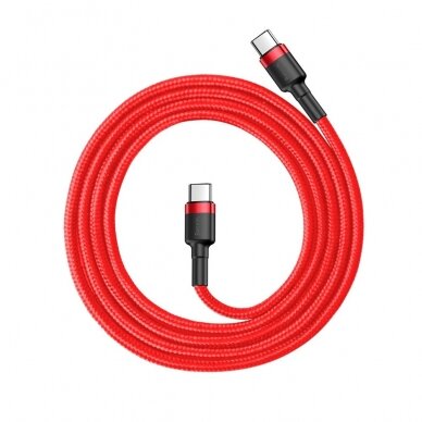 Kabelis Baseus Cafule Cable Durable Nylon Braided Wire Usb-C Pd / Usb-C Pd Pd2.0 60W 20V 3A Qc3.0 1M raudonas 1