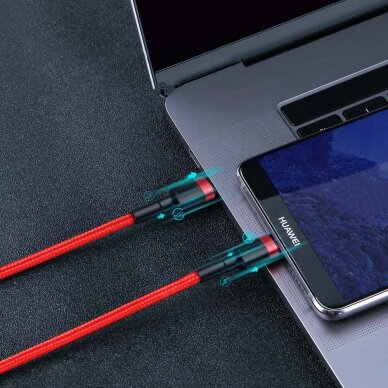 Kabelis Baseus Cafule Cable Durable Nylon Braided Wire Usb-C Pd / Usb-C Pd Pd2.0 60W 20V 3A Qc3.0 1M raudonas 9