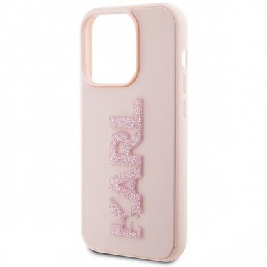 Karl Lagerfeld 3D Rubber Glitter Logo case for iPhone 15 Pro - pink 5