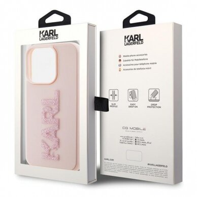 Karl Lagerfeld 3D Rubber Glitter Logo case for iPhone 15 Pro - pink 7
