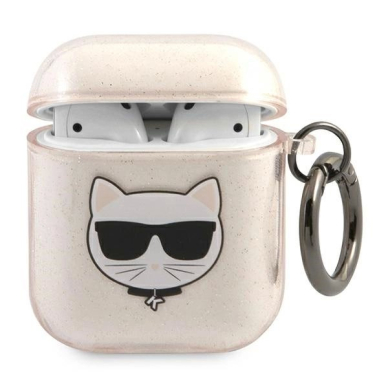 Karl Lagerfeld Glitter Choupette Dėklas skirtas AirPods 1 / 2 - Auksinis
