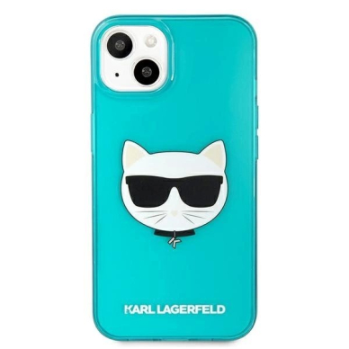 Karl Lagerfeld Glitter Choupette Fluo dėklas skirtas iPhone 13 mini 5.4" - mėlynas 2