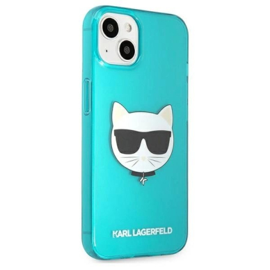 Karl Lagerfeld Glitter Choupette Fluo dėklas skirtas iPhone 13 mini 5.4" - mėlynas 3