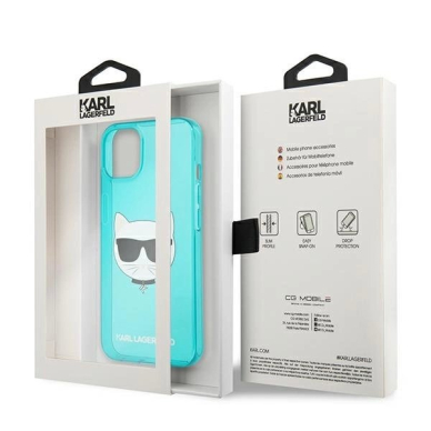 Karl Lagerfeld Glitter Choupette Fluo dėklas skirtas iPhone 13 mini 5.4" - mėlynas 7