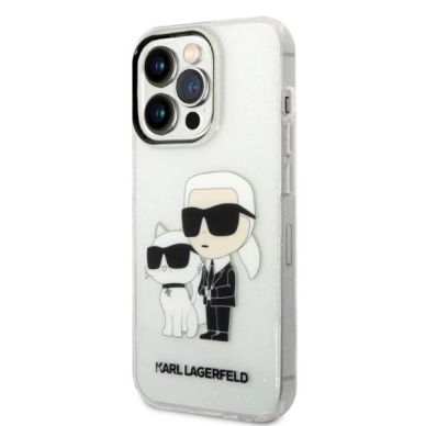 Karl Lagerfeld Glitter Karl&Choupette Dėklas skirtas iPhone 14 Pro Max 6.7&quot; - Permatomas 1