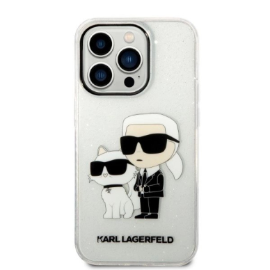 Karl Lagerfeld Glitter Karl&Choupette Dėklas skirtas iPhone 14 Pro Max 6.7&quot; - Permatomas 2