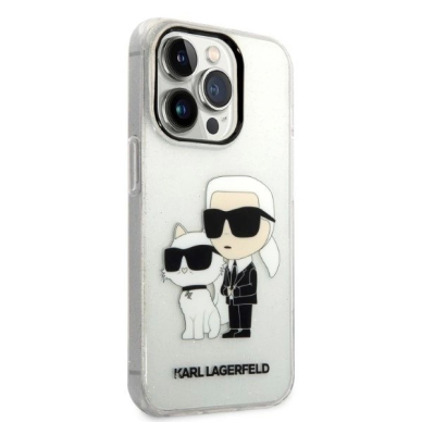 Karl Lagerfeld Glitter Karl&Choupette Dėklas skirtas iPhone 14 Pro Max 6.7&quot; - Permatomas 3