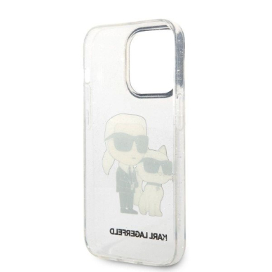 Karl Lagerfeld Glitter Karl&Choupette Dėklas skirtas iPhone 14 Pro Max 6.7&quot; - Permatomas 6