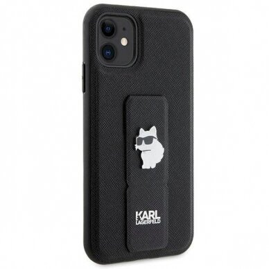 Karl Lagerfeld Gripstand Saffiano Choupette Pins Dėklas skirtas iPhone 11 / Xr - Juodas 3