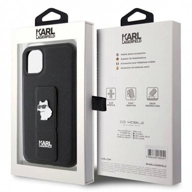 Karl Lagerfeld Gripstand Saffiano Choupette Pins Dėklas skirtas iPhone 11 / Xr - Juodas 7