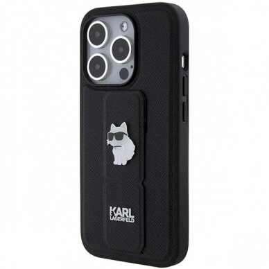 Karl Lagerfeld Gripstand Saffiano Choupette Pins Dėklas skirtas iPhone 14 Pro Max - Juodas 1