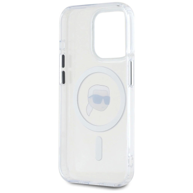 Karl Lagerfeld IML Metal Karl Head MagSafe Dėklas skirtas iPhone 15 Pro Baltas 6