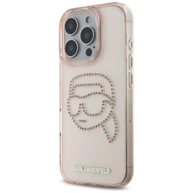 Karl Lagerfeld IML Rhinestones Karl Head Dėklas skirtas iPhone 16 Pro Max Rožinis 1