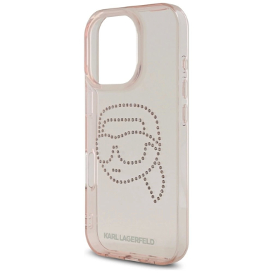 Karl Lagerfeld IML Rhinestones Karl Head Dėklas skirtas iPhone 16 Pro Max Rožinis 5