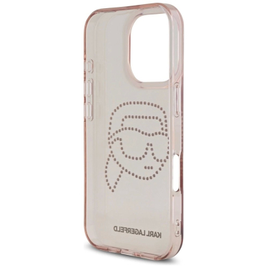 Karl Lagerfeld IML Rhinestones Karl Head Dėklas skirtas iPhone 16 Pro Max Rožinis 6