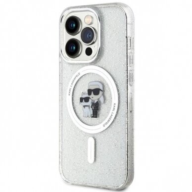 Karl Lagerfeld Karl&amp;Choupette Glitter MagSafe case for iPhone 15 Pro - transparent 1