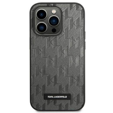 Karl Lagerfeld KLHCP14LSAKLHPG iPhone 14 Pro 6.1 &quot;hardcase Pilkas / Pilkas Saffiano Mono Metal Logo 2