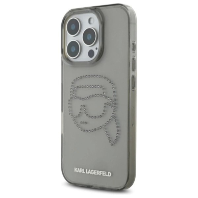 Karl Lagerfeld KLHCP16XHKHDCELK iPhone 16 Pro Max 6.9&quot; Juodas/Juodas hardcase IML Rhinestones Karl Head 1