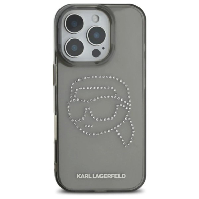 Karl Lagerfeld KLHCP16XHKHDCELK iPhone 16 Pro Max 6.9&quot; Juodas/Juodas hardcase IML Rhinestones Karl Head 2