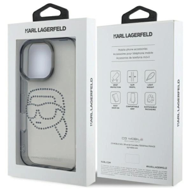 Karl Lagerfeld KLHCP16XHKHDCELK iPhone 16 Pro Max 6.9&quot; Juodas/Juodas hardcase IML Rhinestones Karl Head 7