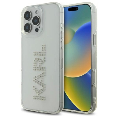 Karl Lagerfeld KLHCP16XHKLSTDCT iPhone 16 Pro Max 6.9&quot; Permatomas Kietas Dėklas IML Rhinestones Logo