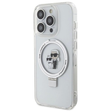 Karl Lagerfeld KLHMP15LHMRSKCH iPhone 15 Pro 6.1&quot; Baltas/Baltas hardcase Ring Stand Karl&Choupette MagSafe 1