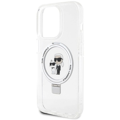 Karl Lagerfeld KLHMP15LHMRSKCH iPhone 15 Pro 6.1&quot; Baltas/Baltas hardcase Ring Stand Karl&Choupette MagSafe 5