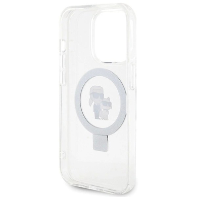 Karl Lagerfeld KLHMP15LHMRSKCH iPhone 15 Pro 6.1&quot; Baltas/Baltas hardcase Ring Stand Karl&Choupette MagSafe 6