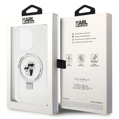 Karl Lagerfeld KLHMP15LHMRSKCH iPhone 15 Pro 6.1&quot; Baltas/Baltas hardcase Ring Stand Karl&Choupette MagSafe 7