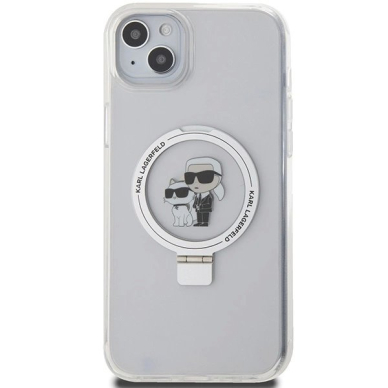 Karl Lagerfeld KLHMP15MHMRSKCH iPhone 15 Plus / 14 Plus 6.7&quot; Baltas/Baltas hardcase Ring Stand Karl&Choupette MagSafe 2