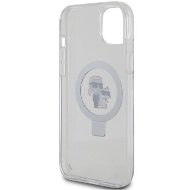 Karl Lagerfeld KLHMP15MHMRSKCH iPhone 15 Plus / 14 Plus 6.7&quot; Baltas/Baltas hardcase Ring Stand Karl&Choupette MagSafe 6