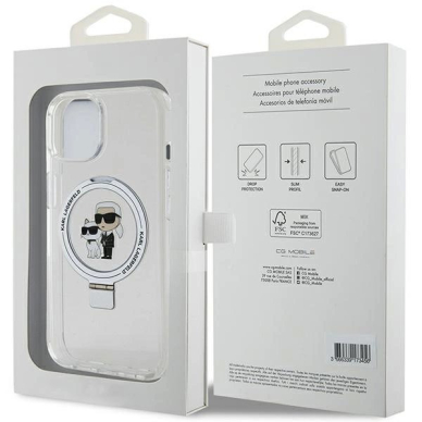 Karl Lagerfeld KLHMP15MHMRSKCH iPhone 15 Plus / 14 Plus 6.7&quot; Baltas/Baltas hardcase Ring Stand Karl&Choupette MagSafe 7