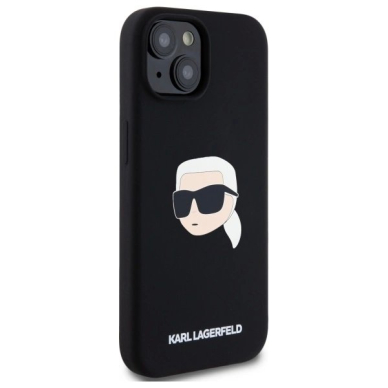 Karl Lagerfeld KLHMP15SSKHPPLK iPhone 15 6.1&quot; Juodas/Juodas hardcase Silikoninis Karl Head Print MagSafe 3
