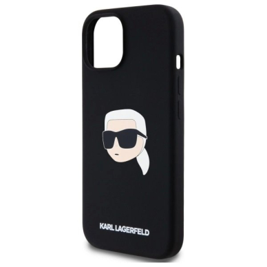 Karl Lagerfeld KLHMP15SSKHPPLK iPhone 15 6.1&quot; Juodas/Juodas hardcase Silikoninis Karl Head Print MagSafe 5