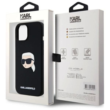 Karl Lagerfeld KLHMP15SSKHPPLK iPhone 15 6.1&quot; Juodas/Juodas hardcase Silikoninis Karl Head Print MagSafe 7