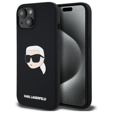 Karl Lagerfeld KLHMP15SSKHPPLK iPhone 15 6.1&quot; Juodas/Juodas hardcase Silikoninis Karl Head Print MagSafe