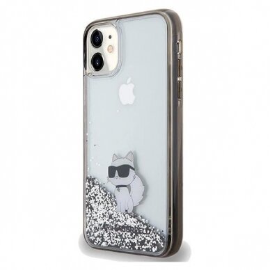 Karl Lagerfeld Liquid Glitter Choupette dėklas skirtas iPhone 11 / Xr - Permatomas 1